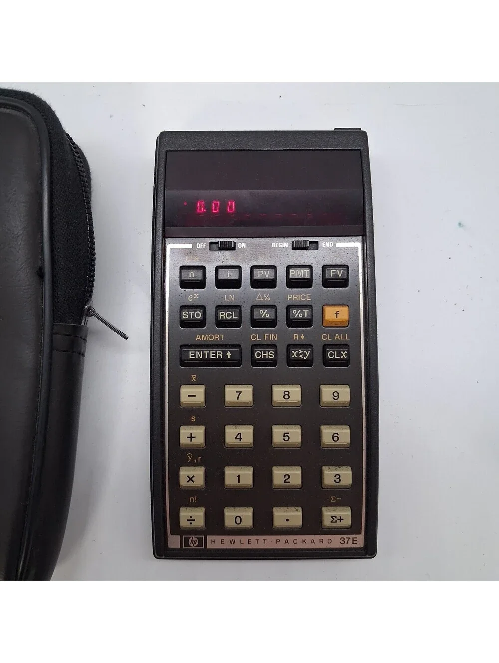 HP 37E Vintage Financial Calculator LED Display Tested Working w Original Case